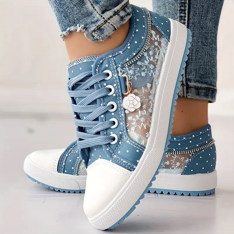 Women's Embroidery Floral Mesh Casual Shoes