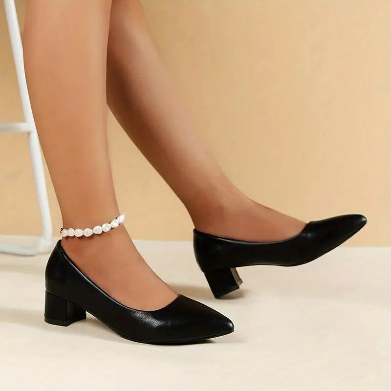 Women's Pointed Toe Chunky Heels