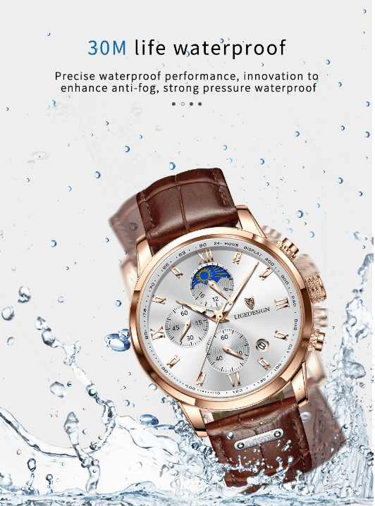 LIGE Top Brand Men Watches Leather Waterproof