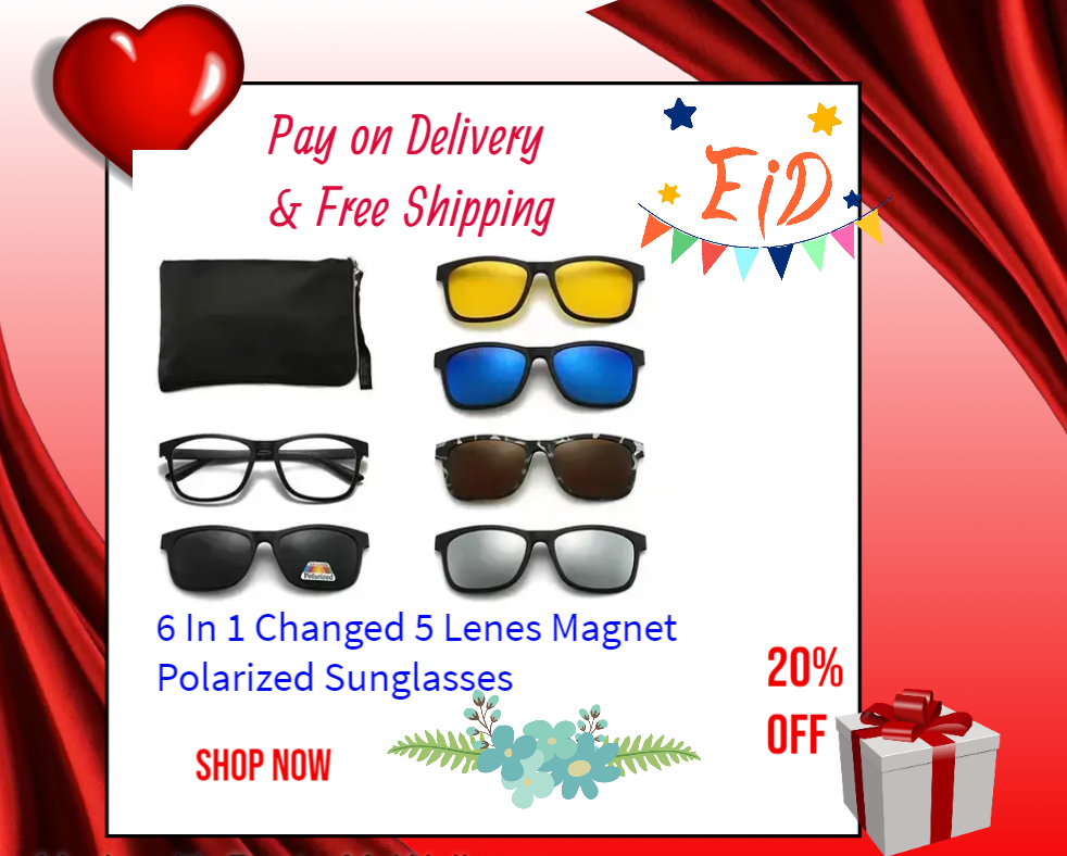 6 In 1 Changed 5 Lenes Magnet Polarized Sunglasses