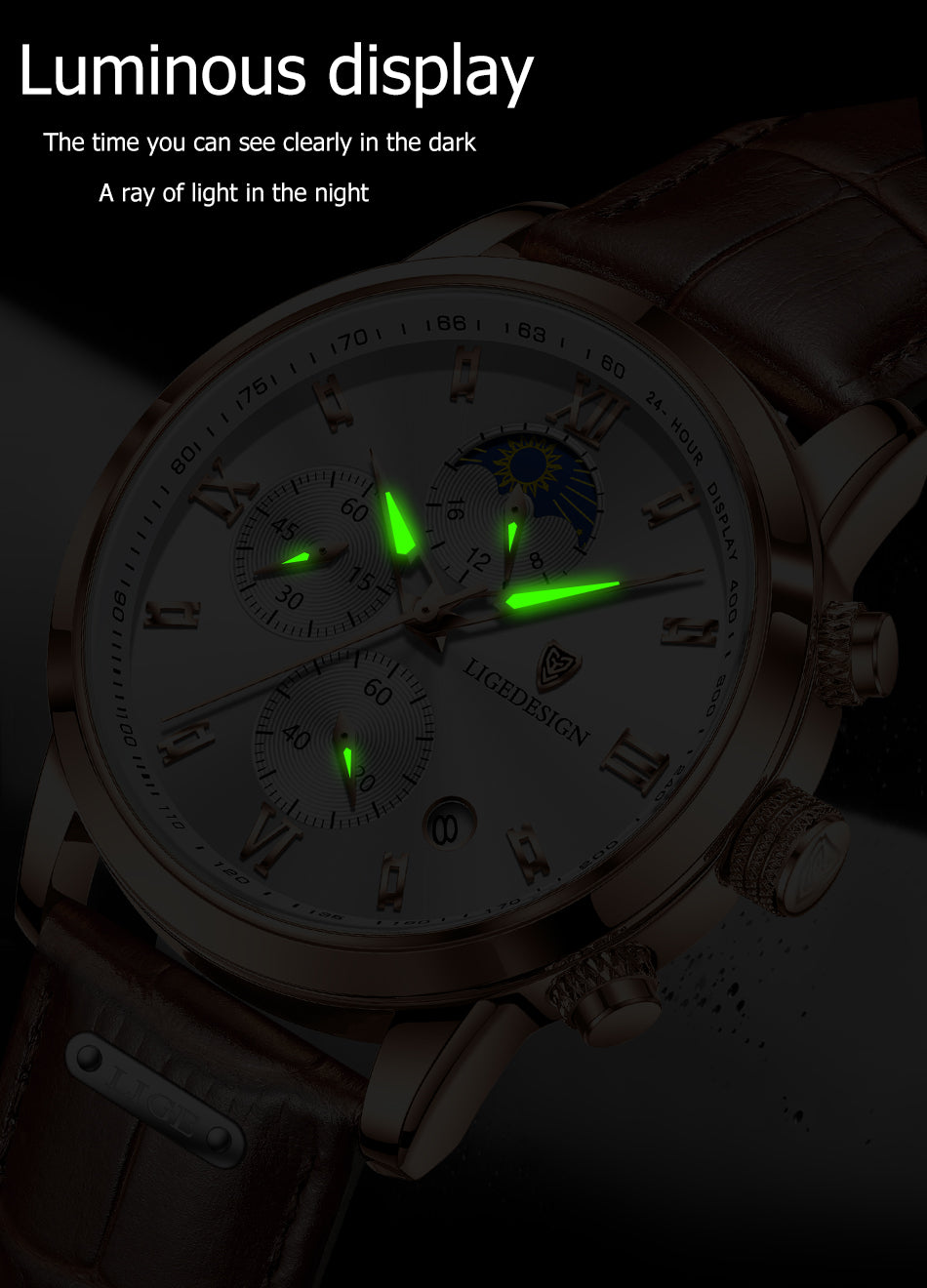 LIGE Top Brand Men Watches Leather Waterproof