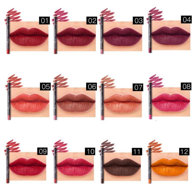 12 Colors Lip Liner Pencil Waterproof Non-Marking