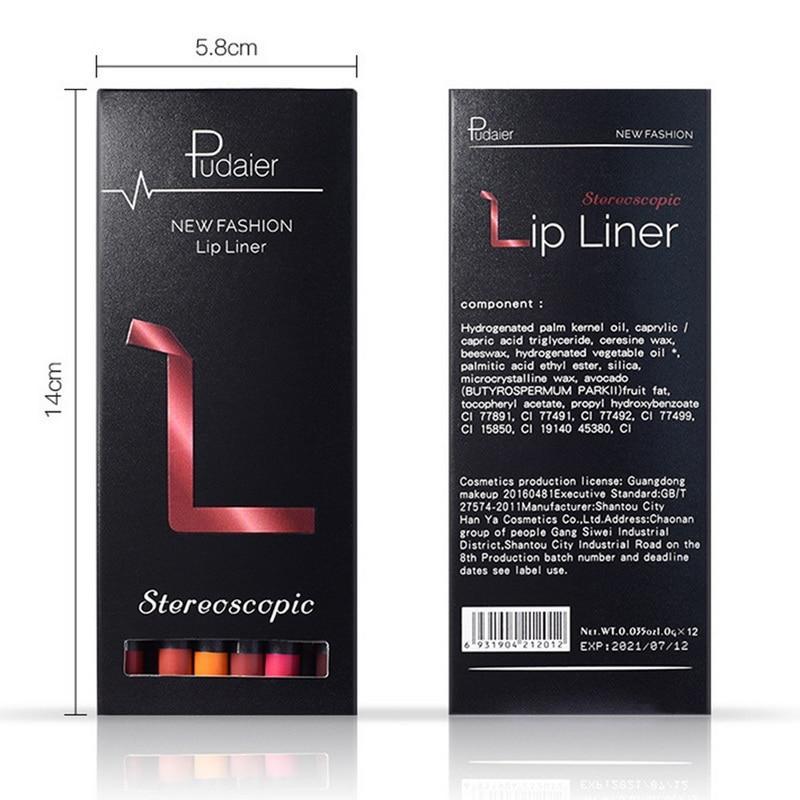 12 Colors Lip Liner Pencil Waterproof Non-Marking