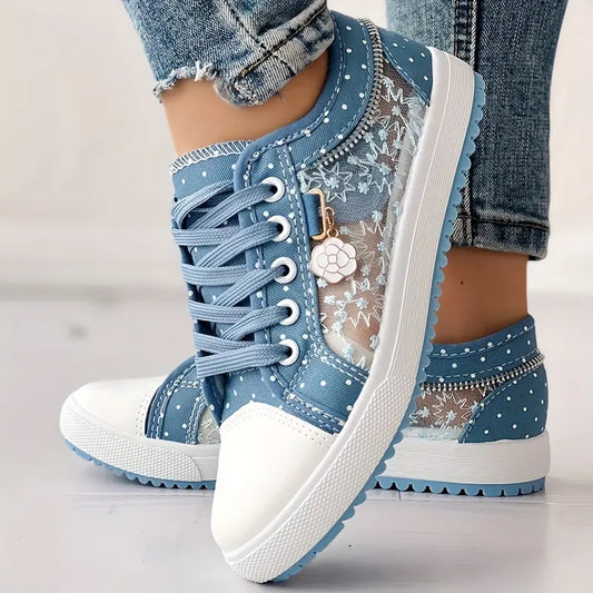 Women's Embroidery Floral Mesh Casual Shoes