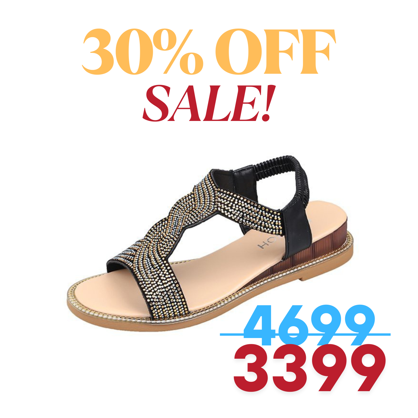 Non-slip Soft Bottom Rhinstone Wedge Shoes