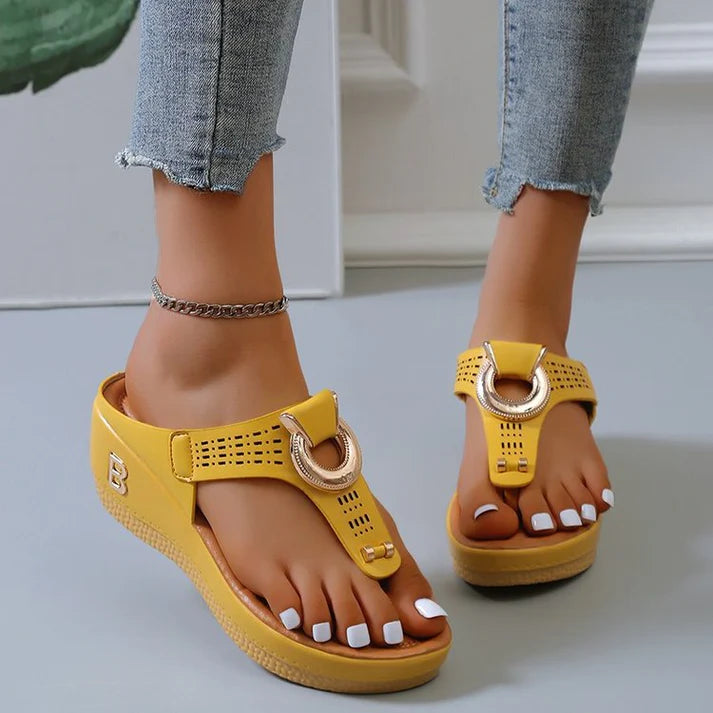 New Fashion Thick Sole Slippers (Yellow Only)