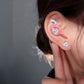 Magnetic Ear Clips & Blue Crystal Flower Earrings