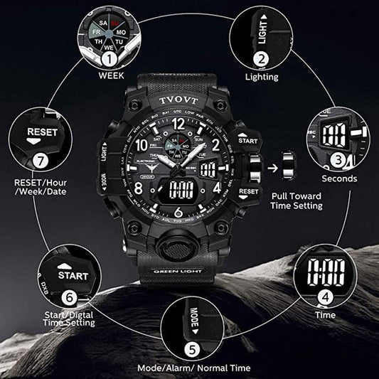 TVOVT Men's Sport Watch Waterproof Luminous
