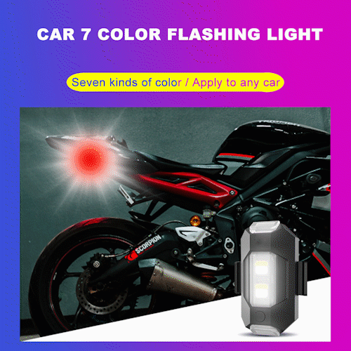7 Colors LED Aircraft Strobe Lights & USB Charging For Cars, Motorcycles, Bicycles, Drones