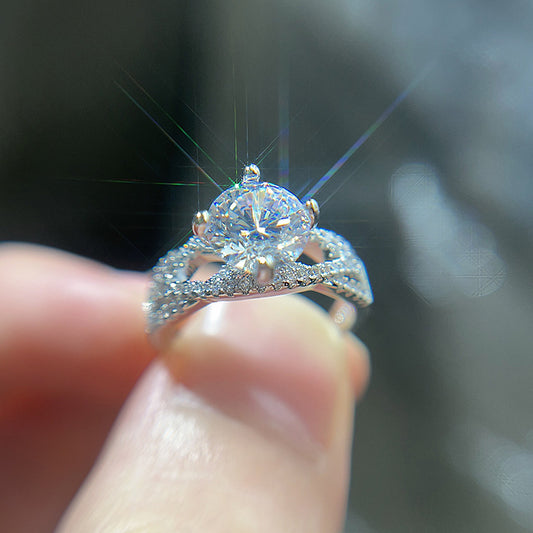 Crossed Design Engagement Wedding Ring