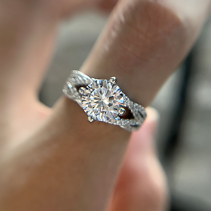 Crossed Design Engagement Wedding Ring